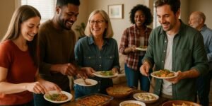 미국 가정집에서 열린 포틀럭 파티 풍경