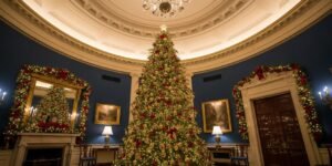 백악관 블루 룸에 설치된 5.6m 공식 크리스마스 트리