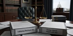 미국 로비 규제법 LDA와 FARA 컴플라이언스 개념 이미지