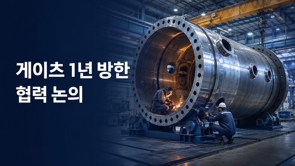 게이츠 1년 방한 협력 논의와 한미 SMR 공급망 협력을 보여주는 원자로 제작 현장