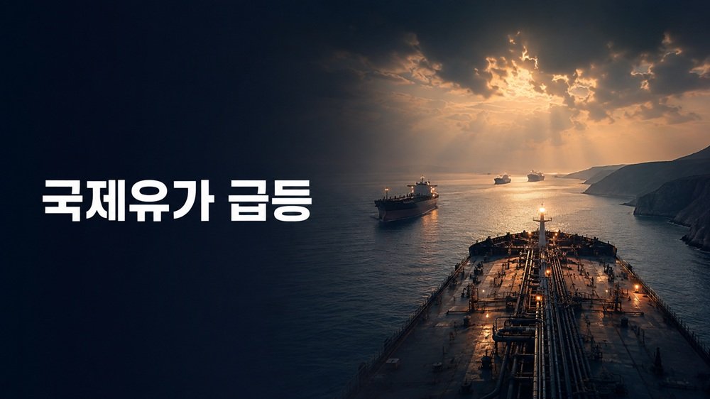 국제유가 급등 속 호르무즈 해협을 지나는 유조선과 원유 운송 긴장