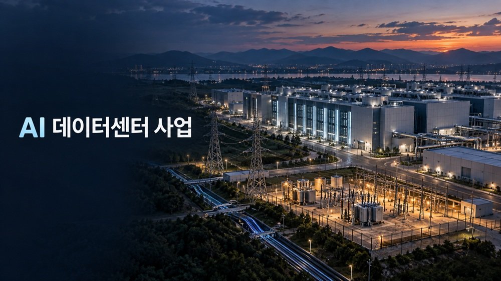 통신망과 전력망, 대형 AI 데이터센터가 연결된 AI 데이터센터 사업 구조