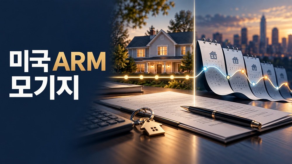 미국 ARM 모기지 5/1 구조와 30년 Fixed 금리 차이를 설명하는 이미지
