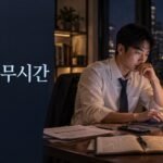 퇴근 후 노트북과 스마트폰으로 업무 이메일을 확인하는 직장인과 미국 근무시간 개념
