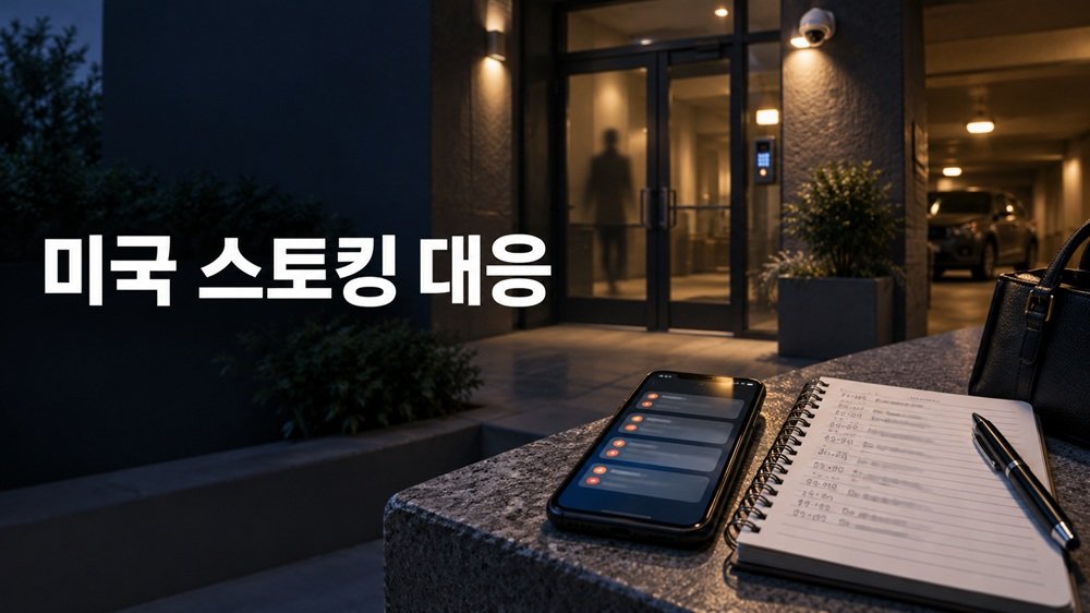 반복 메시지 알림이 표시된 휴대전화와 시간순 증거 기록 노트