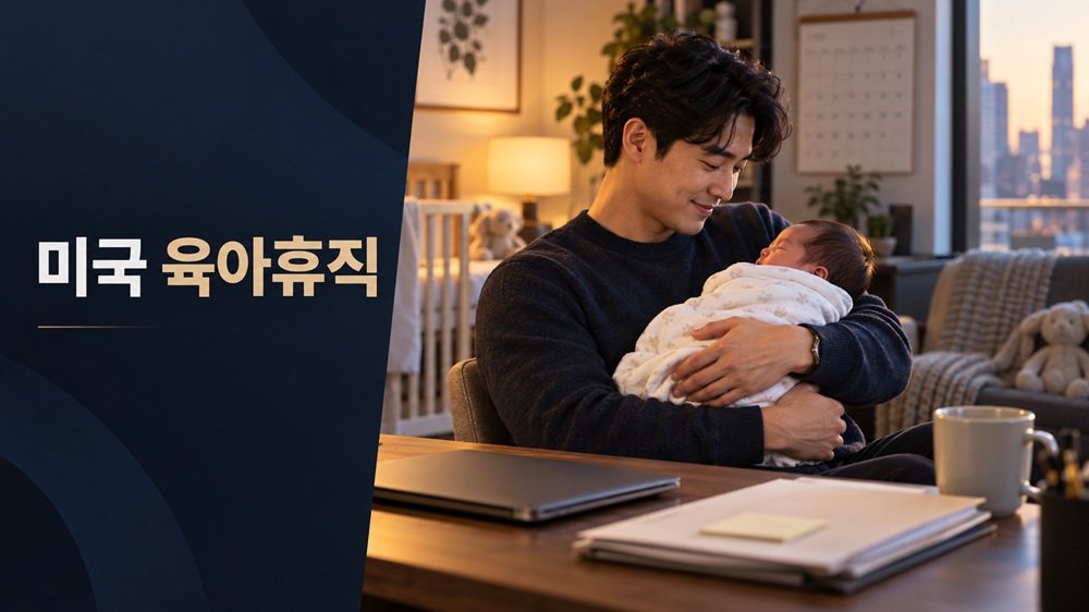 미국 육아휴직과 FMLA를 알아보는 신생아 아버지와 직장 서류