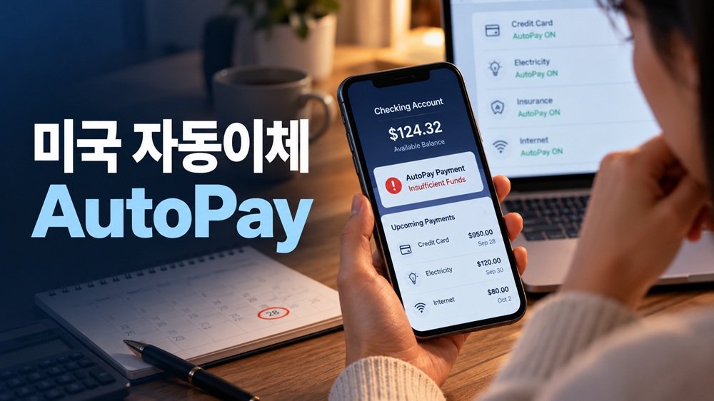 미국 자동이체 AutoPay 결제일을 앞두고 checking account 잔액을 확인하는 모습