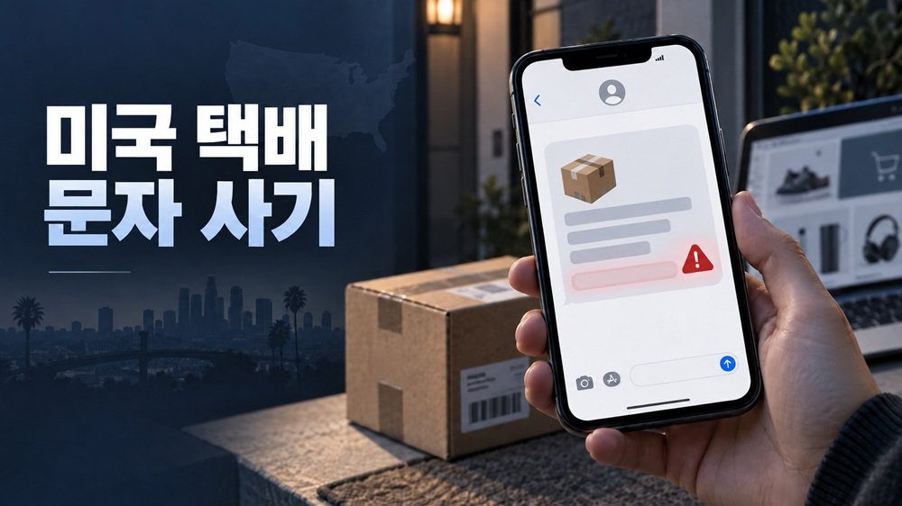 휴대전화에 나타난 미국 택배 문자 사기와 USPS 배송 확인 사칭 메시지