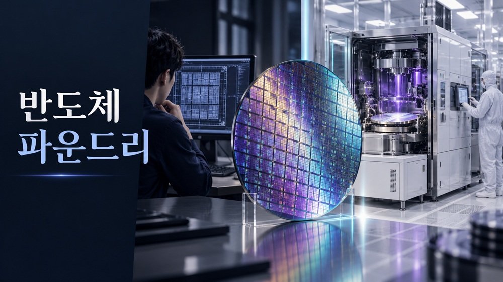 엔비디아의 AI 칩 설계와 TSMC·삼성의 반도체 파운드리 생산 구조를 표현한 이미지