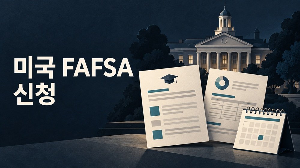 미국 FAFSA 신청의 지원 학년도·세금자료 연도·마감일을 구분하는 대학 학자금 지원 안내 일러스트